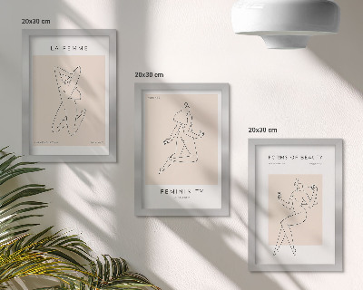 Triptyk tavla med ram Linjära silhuetter av kvinnor i minimalistiska affischer