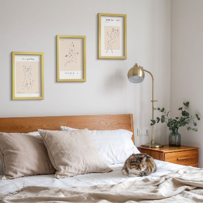 Triptyk tavla med ram Linjära silhuetter av kvinnor i minimalistiska affischer