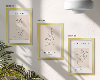 Triptyk tavla med ram Linjära silhuetter av kvinnor i minimalistiska affischer