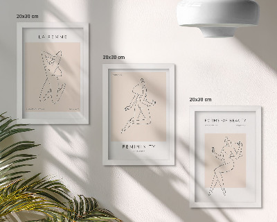 Triptyk tavla med ram Linjära silhuetter av kvinnor i minimalistiska affischer