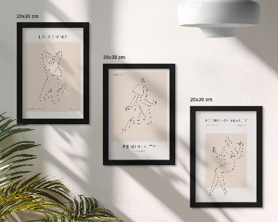 Triptyk tavla med ram Linjära silhuetter av kvinnor i minimalistiska affischer