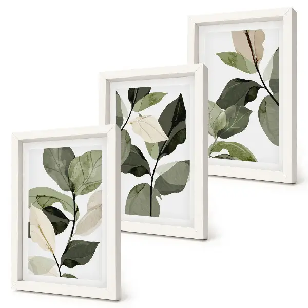 Triptyk med växtmotiv i boho-stil tavlor med ram