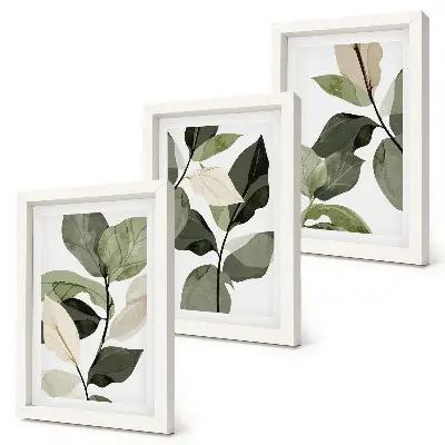 Triptyk med växtmotiv i boho-stil tavlor med ram