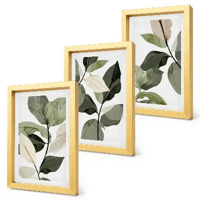 Triptyk med växtmotiv i boho-stil tavlor med ram