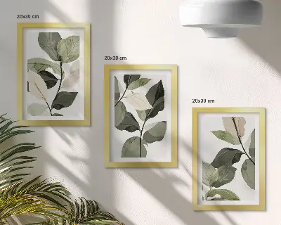 Triptyk med växtmotiv i boho-stil tavlor med ram