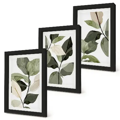 Triptyk med växtmotiv i boho-stil tavlor med ram