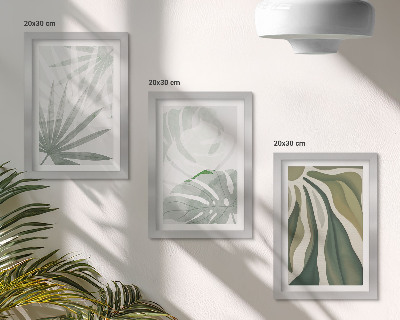 Posterpaket Plantera blad i nyanser av grönt och grått