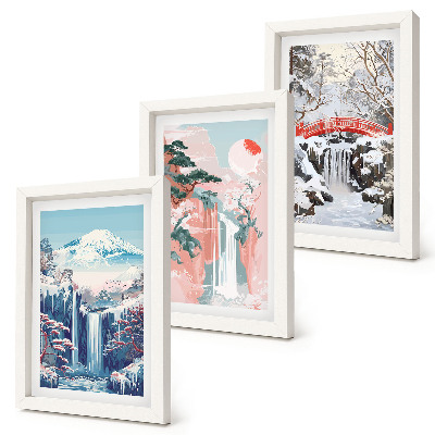 Posterpaket Bergslandskap och vattenfall under olika årstider