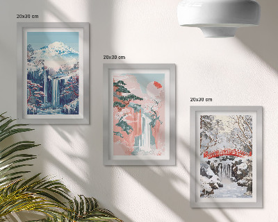 Posterpaket Bergslandskap och vattenfall under olika årstider
