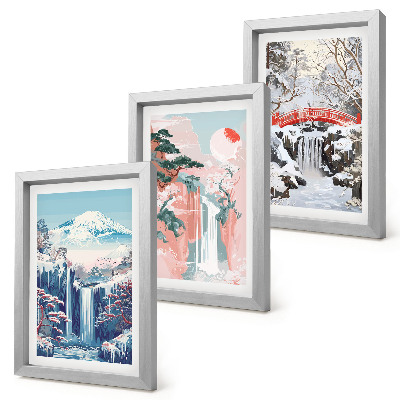 Posterpaket Bergslandskap och vattenfall under olika årstider