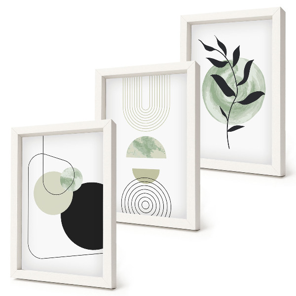 Posterpaket Abstrakta former och växtmotiv i grönt