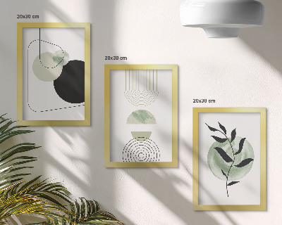 Posterpaket Abstrakta former och växtmotiv i grönt