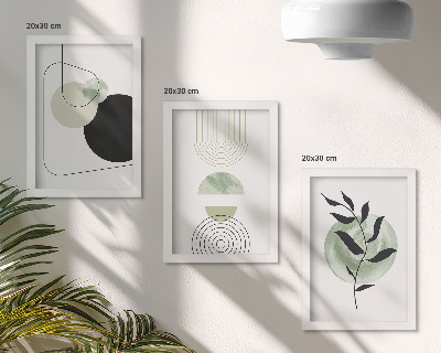 Posterpaket Abstrakta former och växtmotiv i grönt