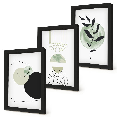 Posterpaket Abstrakta former och växtmotiv i grönt