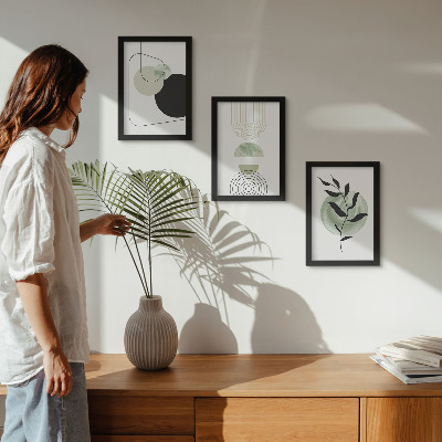 Posterpaket Abstrakta former och växtmotiv i grönt