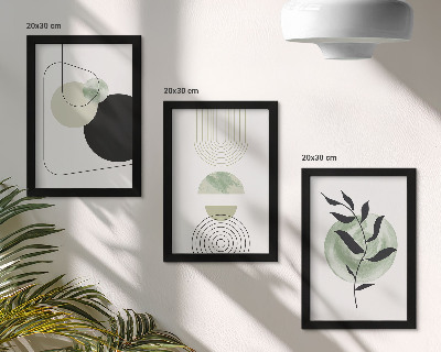 Posterpaket Abstrakta former och växtmotiv i grönt