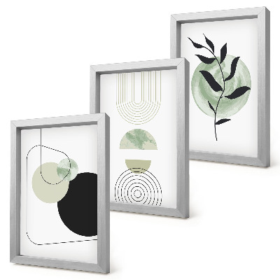 Posterpaket Abstrakta former och växtmotiv i grönt