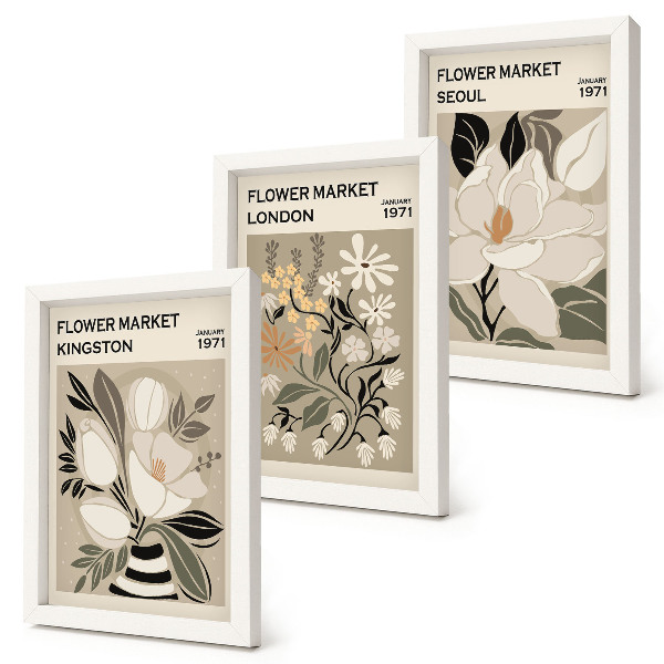 Posterpaket Retroblommor från olika städer runt om i världen