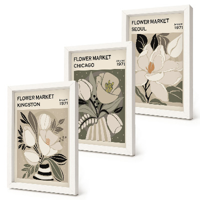 Posterpaket Blommor från marknaderna i Kingston, Chicago och Seoul i retrostil