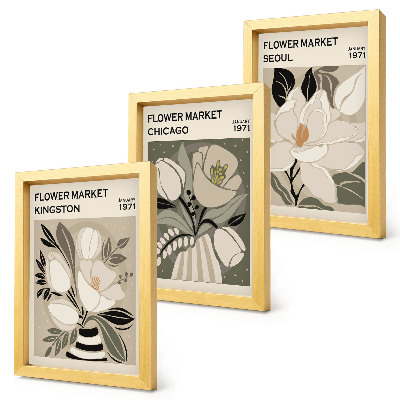 Posterpaket Blommor från marknaderna i Kingston, Chicago och Seoul i retrostil