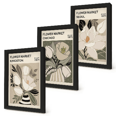 Posterpaket Blommor från marknaderna i Kingston, Chicago och Seoul i retrostil