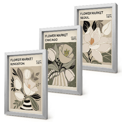 Posterpaket Blommor från marknaderna i Kingston, Chicago och Seoul i retrostil