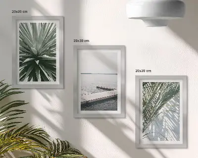Posterpaket med motiv av palmblad och träpir