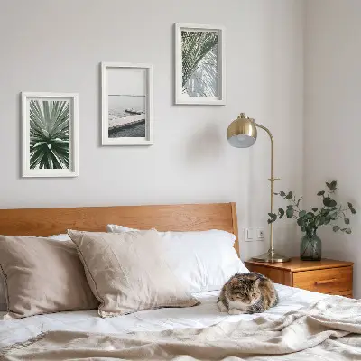 Posterpaket med motiv av palmblad och träpir