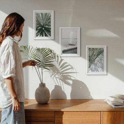Posterpaket Palmbladväxt och träpir