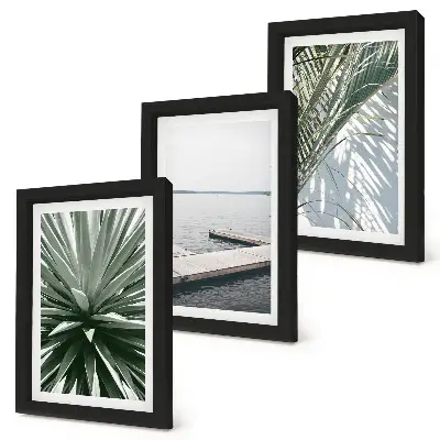 Posterpaket med motiv av palmblad och träpir