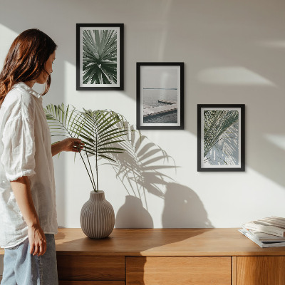 Posterpaket Palmbladväxt och träpir