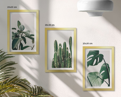 Triptyk tavla med ram Tropiska krukväxter estetiska blad