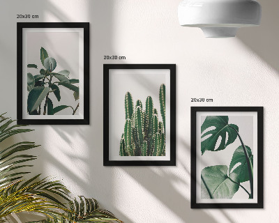 Triptyk tavla med ram Tropiska krukväxter estetiska blad