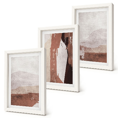 Triptyk tavla med ram Abstrakta mönster i nyanser av brunt och beige