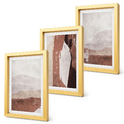 Triptyk tavla med ram Abstrakta mönster i nyanser av brunt och beige