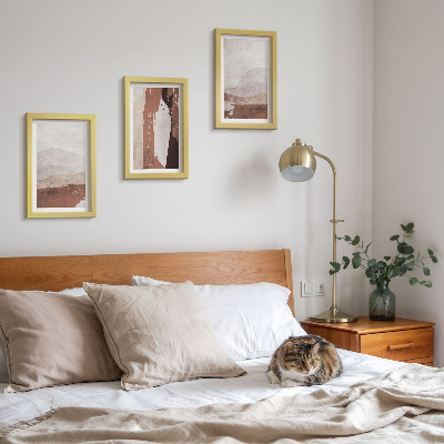 Triptyk tavla med ram Abstrakta mönster i nyanser av brunt och beige