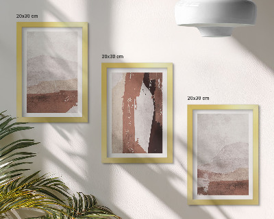 Triptyk tavla med ram Abstrakta mönster i nyanser av brunt och beige