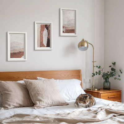 Triptyk tavla med ram Abstrakta mönster i nyanser av brunt och beige