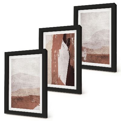 Triptyk tavla med ram Abstrakta mönster i nyanser av brunt och beige