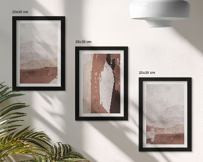 Triptyk tavla med ram Abstrakta mönster i nyanser av brunt och beige