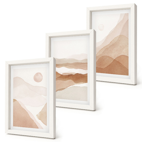 Posterpaket Abstrakta landskap i nyanser av brunt och beige