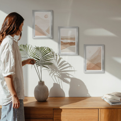 Posterpaket Abstrakta landskap i nyanser av brunt och beige