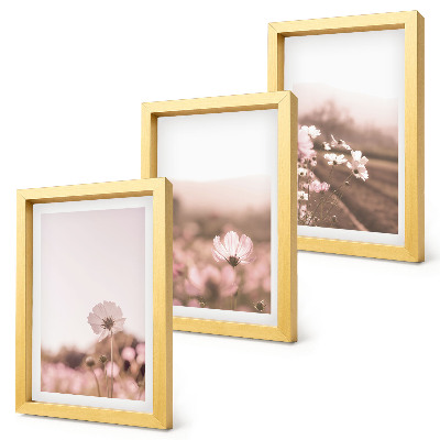 Triptyk tavla med ram Vildblommor på ängarna på sommaren, romantiska landskap