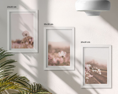 Triptyk tavla med ram Vildblommor på ängarna på sommaren, romantiska landskap