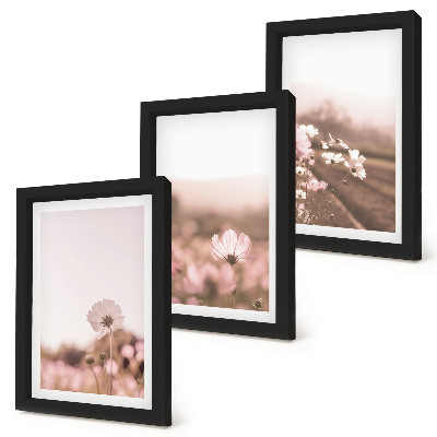 Triptyk tavla med ram Vildblommor på ängarna på sommaren, romantiska landskap