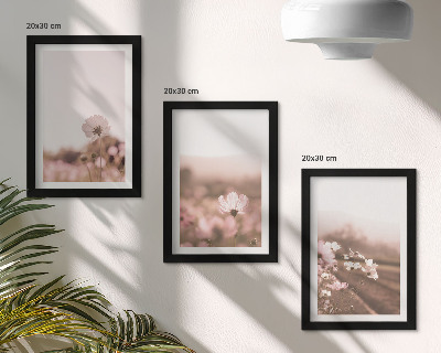 Triptyk tavla med ram Vildblommor på ängarna på sommaren, romantiska landskap