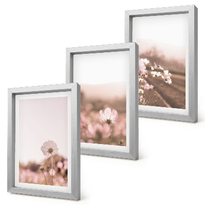 Triptyk tavla med ram Vildblommor på ängarna på sommaren, romantiska landskap