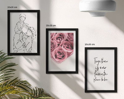 Triptyk tavla med ram Familjens lineart rosbuketter hem inskription