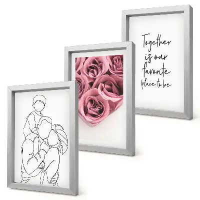 Triptyk med rosbuketter i line art tavla med ram och inskription för familjen