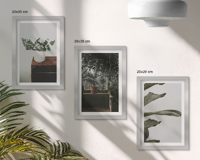 Triptyk tavla med ram Krukväxter med rustika blad